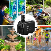 CWKJ 400GPH Submersible Fountain Water Pump for Pond Aquarium Hydroponics | 25W ,1500L/H , Ultra Quiet Water Pump with 6.56ft High Lift, 6.5ft Power Cord, 3 Nozzles for Pool, Water feature