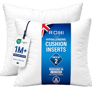 Rohi Set of 2 Hypoallergic Cushion Inner Pads (Pack of 2) 18" x 18" (45cm x 45cm) Cushion Insert Decorative Square Pillow Stuffer for Sofa Couch Cushions