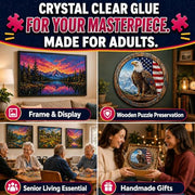 Clear Jigsaw Puzzle Glue with Applicators, Quick-Dry, 200mL | Glue for Puzzles to Frame, Non-Toxic, Non-Yellowing, Covers Up to 5,000 Pieces, Easily Preserves Finished Puzzles
