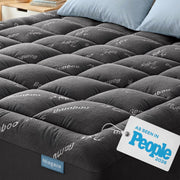 Dark Grey Cloud Comfort Mattress Topper - Ultra-Soft, Breathable, and Refreshing Bamboo Viscose Protection - 135x190cm, Deep Fit