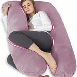 Chilling Home Pregnancy Pillow, U Shaped Maternity Full Body Pillow, Velvet | Pregnancy Pillows for Sleeping, Supportive and Comfortable Cuddle Long Pillow for Pregnant Women with Washable Cover,Purple