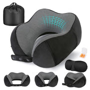 Cirorld Travel Pillow for Airplane, Neck Pillow for Travel, Memory Foam Travel Neck Pillow for Adults, Adjustable & Compact Flight Pillow, Ergonomic Neck Cushion, With Ear Plugs, Eye Mask, Carry Bag