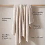 Bloomsbury Mill - Cellular Blankets Baby - 100% Organic Cotton - 2 Pack - Oat - Beige - Newborn Essentials - Soft Breathable Baby Blankets for Pram, Cot, Moses Basket - 75x95cm