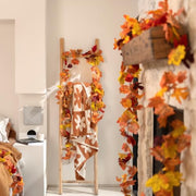 CQURE 2 Pack Artificial Autumn Fall Maple Leaf Garland, 5.9Ft/Piece Fall Leaves Hanging Vine Artificial Autumn Foliage Garland Thanksgiving Decor for Home Wedding Fireplace Party Christmas