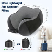 Cirorld Travel Pillow for Airplane, Neck Pillow for Travel, Memory Foam Travel Neck Pillow for Adults, Adjustable & Compact Flight Pillow, Ergonomic Neck Cushion, With Ear Plugs, Eye Mask, Carry Bag
