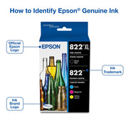 EPSON 822 DURABrite Ultra Ink High Capacity Black & Standard Color Cartridge Combo Pack (T822XL-BCS) Works with WorkForce Pro WF-3820,3823, 4820, 4830, 4833, 4834