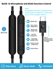 USB C Headphone for Samsung S26 S25 FE S24 A16 A17 Z Wired Earbuds Magnetic | in-Ear Type C Earphone with Microphone Volume Control Bass Stereo Noise Canceling for iPhone 18 Pro Max 17 16 16e 15 Pixel 11