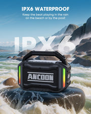 ANCOON Speakers Bluetooth Wireless: 80W(Peak) Loud Speaker with Bass | 20H, Rugged, IPX6 Waterproof, Large Jobsite Speakers for Work, Outdoor, Workshop, Garage - Portable Handle with TWS (Black)