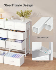 SONGMICS Chest of Drawers, 9 Drawers, Steel Storage Unit, Modern Basic | for Bedroom, Closet, Hallway, Living Room, Cloud White and Snow White, BELLAH Collection LGS324WH01