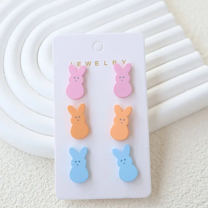 Easter Acrylic Bunny Stud Earrings