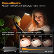 Gritin 16 LED Reading Light, Book Light - Eye Caring 3 Color Temperatures | Stepless Dimming Brightness, Power Indicator, Long-Lasting Rechargeable, Lightweight Flexible Clip on Lamp for Book Lovers