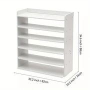 Neo White 6 Tier Wooden Shoe Rack Space-Saving Cabinet Organiser Shelving Storage Shelf for Entryway Hallway Closet Bedroom
