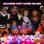 Halloween Party Favors 65PCS Non Candy Trick or Treats Halloween Toys | Halloween Rings for Kids & Adults, Bulk Halloween Party Favors & party supplies, Goodie Bag Stuffers, Trick or Treat Toys