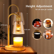 Candle Warmer Lamp with Timer - Electric Wax Melter Flameless Burner Heater | Adjustable Height and Brightness Jar Candles Suitable Various Holiday Warming Gifts for Women with 2 Bulbs