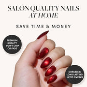 Glamnetic Fall Press On Nails, Short Almond Glossy, Frosted Cranberry | Fall & Halloween red press on nails: Frosted Cranberry. Full nail kit. Red glue on nails. Fake nails.
