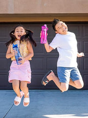 Pogo BPA-Free Tritan Plastic Water Bottle with Chug Lid, 32 Oz, Grey | Leakproof water bottle with chug lid and carry handle. BPA-free, great for travel, school, outdoors, and gym.