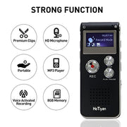 Digital Voice Recorders 8GB Audio Recorder Voice Activated Recorder for Lectures, Meetings, Interviews Recording Device with Microphone USB Cable, MP3 Player (8GB