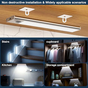JEKEMORYE Under Cabinet Kitchen Lights Cupboard - LED Motion Sensor Light | Rechargeable Battery Operated, Indoor Magnetic Wardrobe Strip Lighting, Wireless USB, Adhesive, Stick on Counter Shelf Closet
