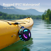 EBODA Bluetooth Shower Waterproof Speaker Portable Gifts for Kayak Teens | IP67 Small Mini Speakers with LED Light, Floating, 2000mAh, True Wireless Stereo for Hiking, Beach, Stuff for Boys Men-Black