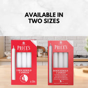 Price's Candles White Household Taper Candles Pack of 10 | Pack of 10, white wax, unscented, 5 hour burn, taper candles, dining, weddings, home décor