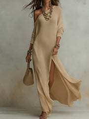 Slash Shoulder Slit Dress