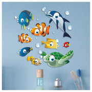 Cartoon Fish Vinyl Stickers, Cover Marks, Tropical Bathroom Wall Decals | Opaque Finish, No White Edges, Waterproof, Colourful Design for Home, Child Friendly, Walls, Cars, Kids Toybox, Nursery
