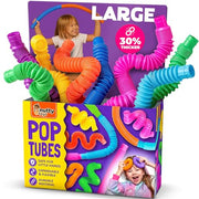 Nutty Toys Pop Tubes - Large 8-Pack Sensory Toys - Creative STEM Learning for Kids - Connect & Pop! Top ADHD Autism Fidget 2026, Best Boy & Girl Christmas Stocking Stuffers Gifts Idea