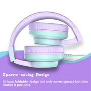 Candy Bila Wired Kids Headphones for School, Over-Ear for Boys Girls | Volume Limiter 85/94dB, HD Stereo Sound, Microphone and Wired Control,Foldable Design, Gradient Purple