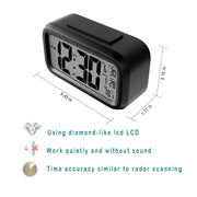 DTL Digital Alarm Clock LED Display with Temperature Big LCD Digit Display Larger LCD Backlit Display Snooze Smart Brightness Sensor for Bedroom Home Office and Travel