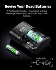 EBL Rechargeable AAA Batteries with Charger with AC Plug for AA/AAA/9V | Mercury-Free, 1200 Cycles, Charger with AC plug, 8 AAA batteries. Also charges 9V. Ideal for remotes, toys, flashlights