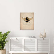 Framed Canvas Wall Art 12x16 Inch Bee Happy Inspirational Quote Artwork Rustic Bee Picture Modern Wall Canvas for Living Room Bedroom Hallway and Stairs Wall Decoration Prints with Hooks Magic Tape
