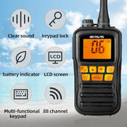 Retevis RM01 3W Marine Radio VHF IP67 Floating, Portable for Kayak (1 Pack) | Duck Hunting, NOAA Weather Alert, 88 International Channel, Vibration Drainage, Dual Color Screen, Tri-Watch, 5 AAA Batteries