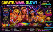 Glow Sticks 100 Pack with 100 Connectors( 205 Pcs Kit) Glow Glasses Kit-Ball and Triple Connectors-Glow in the Dark Party Supplies - Bracelets & Necklaces for Kids & Adults
