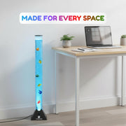 Straame 90cm LED Bubble Fish Lamp, Colour Changing Sensory Lamp, Black Base | 6 artificial fish, adjustable bubble flow, front dial, acrylic tube and UK plug for bedrooms, living rooms & sensory room use
