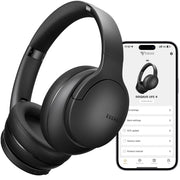 DOQAUS Bluetooth Headphones Over Ear Wireless, 90H Playtime, APP Control | 9 EQ Mode, Headphones Wireless with HiFi Deep Bass, Bluetooth 5.4, Memory Foam Earpad, ENC Mic, for Travel, Phone, PC, Black