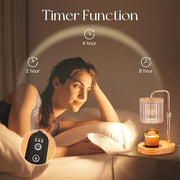 Candeldo Gold Candle Warmer Lamp with Timer, Birthday Gifts for Women Mum | Wax Melt Lamp, Height Adjustable, Dimmable, Gift for Her, House Warming, Birthday Present, Modern Home Decor, with 2 Bulbs