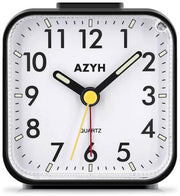 Azyh Analog Alarm Clock, Silent No Ticking Alarm Clock with Light, Snooze, Battery Operated, Loud Alarm, Luminous, Portable Clock, Quiet Small Travel Clock for Deep Sleeper