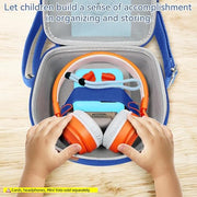 Hard Case Compatible with Yoto Mini (2024 Edition), 3-in-1 Travel Bundle: Silicone Cover + Case with Shoulder Strap (Fits Mini Player & Headphones) + Up to 10 Card Holder for YOTO Cards (Blue)