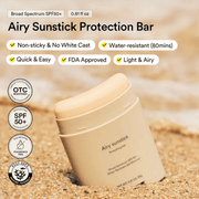 Airy Sunstick Smoothing Bar SPF50 (Single/Duo) | Matt Finish, Non-Sticky Sun Protection for Face and Body, Long-lasting, UV Protector sunscreen(0.81 oz)