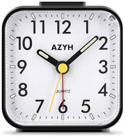 Azyh Analog Alarm Clock, Silent No Ticking Alarm Clock with Light, Snooze, Battery Operated, Loud Alarm, Luminous, Portable Clock, Quiet Small Travel Clock for Deep Sleeper