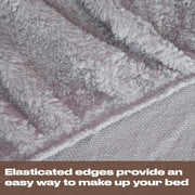 Brentfords Teddy Fleece Fitted Sheet, Gifts for Women Men Super Soft Warm Fitted Bed Sheets Double Thermal Luxury Winter Cuddly Bed Sheets Teddy Bear Bedding Easy to Use Fit, Grey Silver