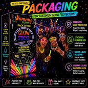 Glow Sticks 100 Pack with 100 Connectors( 205 Pcs Kit) Glow Glasses Kit-Ball and Triple Connectors-Glow in the Dark Party Supplies - Bracelets & Necklaces for Kids & Adults