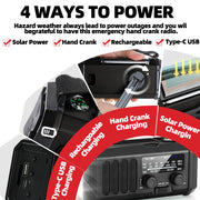 Emergency Weather Radio with NOAA Alert, Portable Solar Hand Crank AM/FM | 10000mAh Rechargeable Battery for Power Outages, 3Way Powered, 3-Mode LED Flashlight & Reading Lamp, SOS, Cell Phone Charger