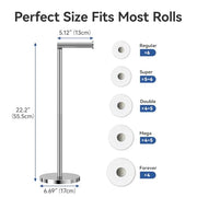 Stainless Steel Free-standing Toilet Roll Holder, Heavey Base,Chrome | Stores 4 Spare Rolls,Heavey Base,Waterproof & Rustproof,No Drilling Needed,Anti-Slip Design,Suitable for Humid Environments