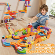 88 pcs KlickRail Electric Train Set Race Track for 3 4 5 6 7 8 Years Old | Building Toy Train Track Gravity-Defying 3D Embedded Layouts & Motorized Car, STEM Gift(Deluxe Set(88 piece)
