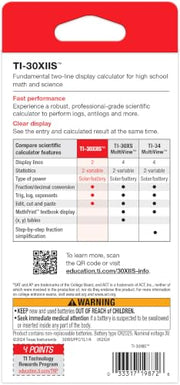 TI-30XIIS Scientific Calculator Texas Instruments, Black | Two-line calculator; Statistics and Advanced Scientific Functions