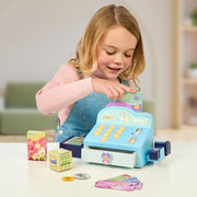 Bluey Cash Register Playset, Interactive Play Register with Scanner | Includes toy credit card, Dollar Bucks, storage drawer, and detachable scanner for grocery store pretend play