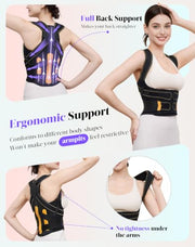 Posture Corrector for Women and Men, 5x Enhanced Support Back Brace, Medium | Adjustable Shoulder Brace, Armpit-Friendly, Breathable Mesh, Relief for Upper and Lower Back, Neck Pain, Improving Posture