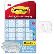 Command Decorating Clips, 60 Mini Hooks, 68 Adhesive Strips, Transparent | Value Pack, Clips for Hanging Halloween Decorations, Window Lights, Spider Garlands, Crafts, Banners, Costumes - Damage Free