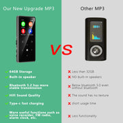 64GB MP3 Player with Bluetooth 5.2, AiMoonsa Music Player with Built-in HD Speaker, FM Radio, Voice Recorder, HiFi Sound, E-Book, Earphones Included